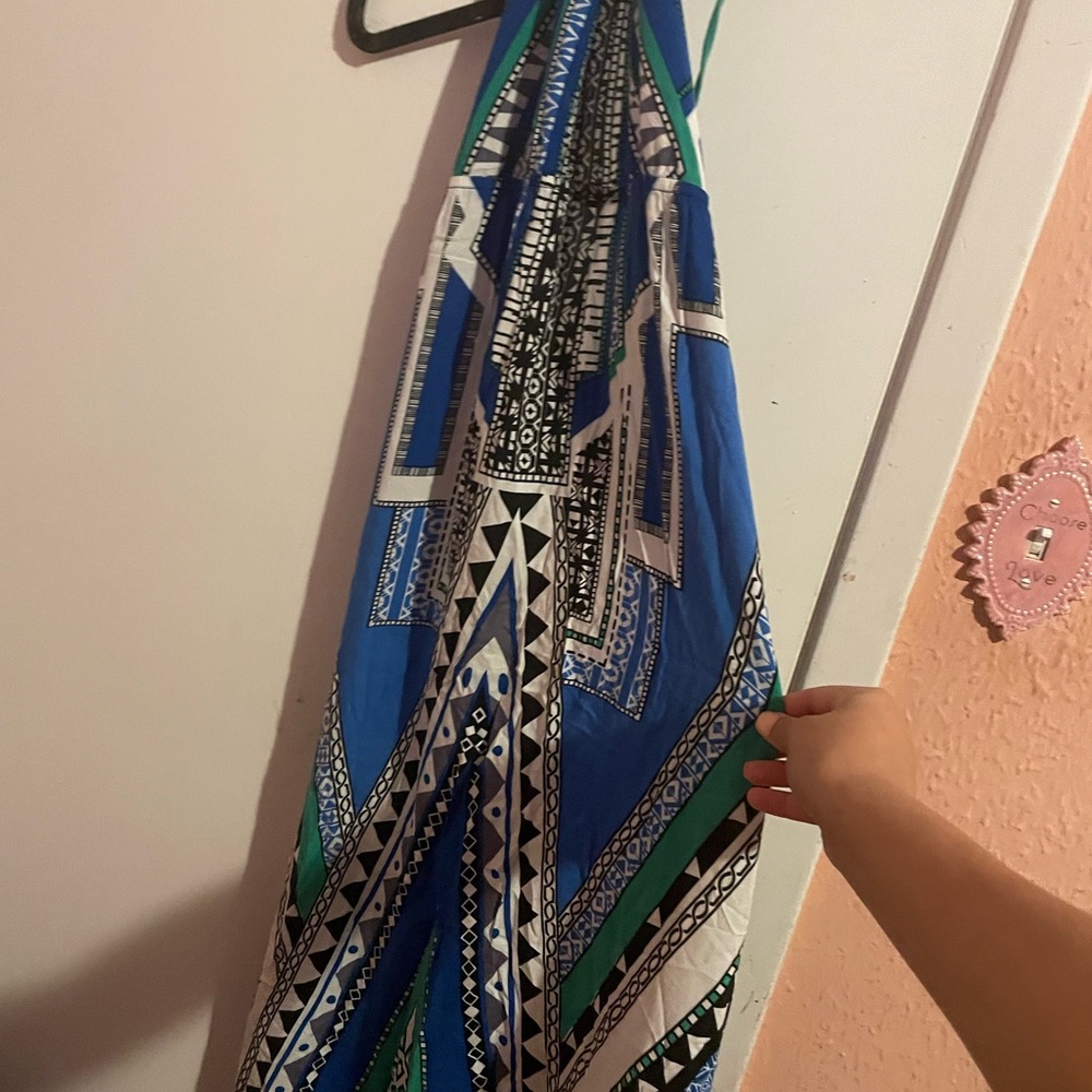 Jealous Tomato Blue and Green Halter Dress